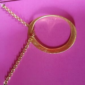 Necklace Gold Oval Twist 18" Brushed Gold Finish Twisted Circle NWT